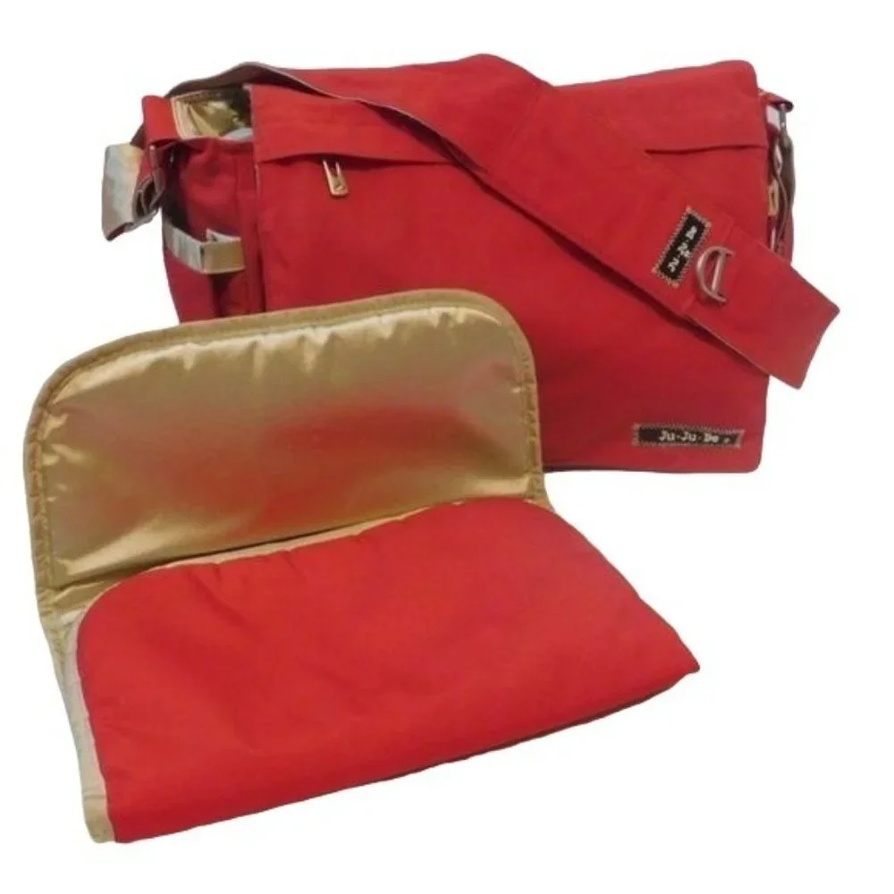 Jujube Classic Messenger 'Be All' Diaper Bag with Changing Pad in Red / Gold